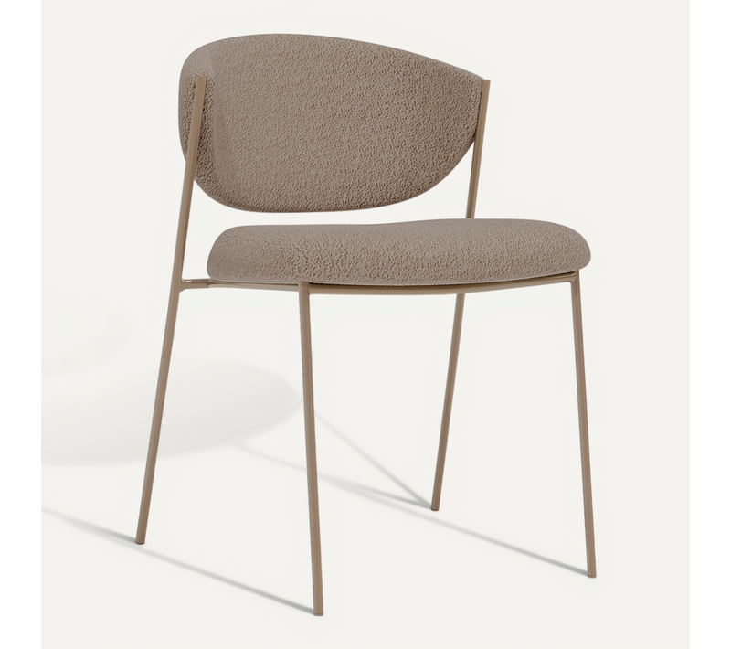 Chaise De Salle À Manger - Tapissée En Tissu Bouclé - Vara Taupe