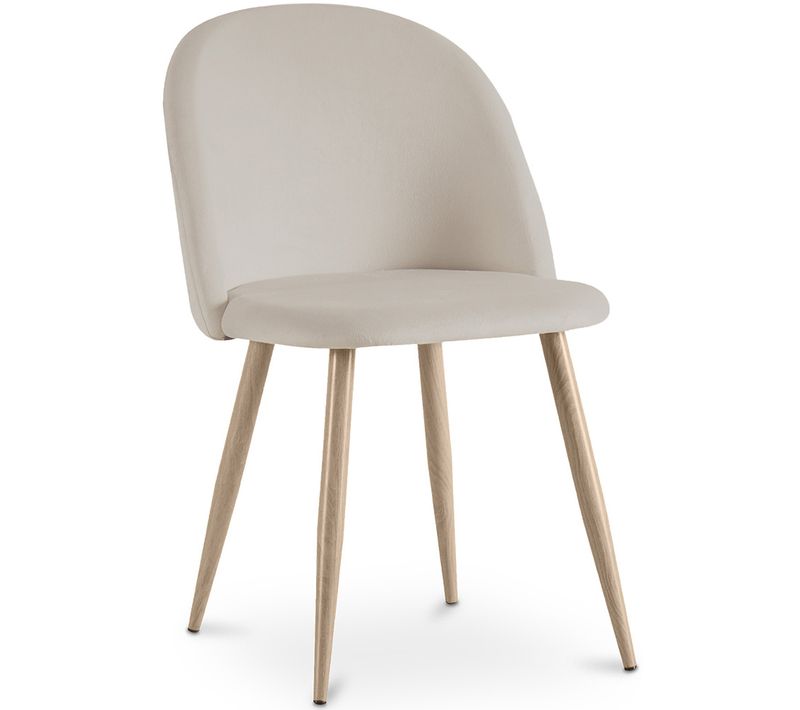 Chaise De Salle à Manger - Tapissée De Velours - Style Scandinave -  Bennett Beige