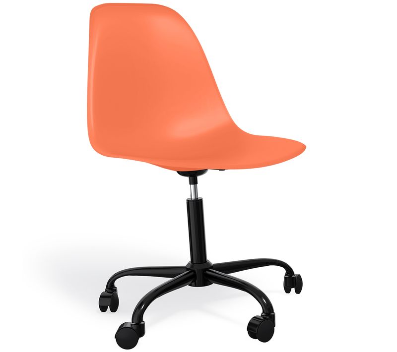 Chaise De Bureau Avec Accoudoirs - Chaise De Bureau à Roulettes - Structure Noire Brielle Orange
