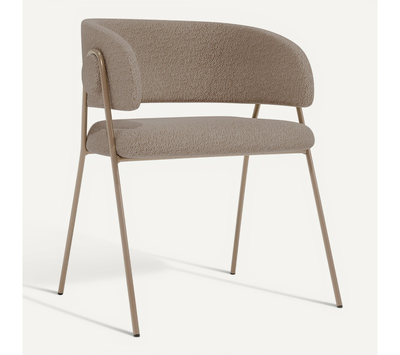 Chaise De Salle À Manger - Tapissée En Tissu Bouclé - Manar Taupe