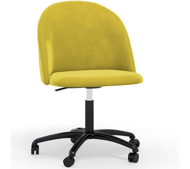 Chaise De Bureau Rembourrée - Velours - Bennett Jaune