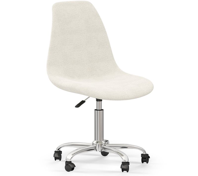 Chaise De Bureau Pivotante En Bouclette Fausse Fourrure Tapissée - Boucles Blanches - Brielle Blanc