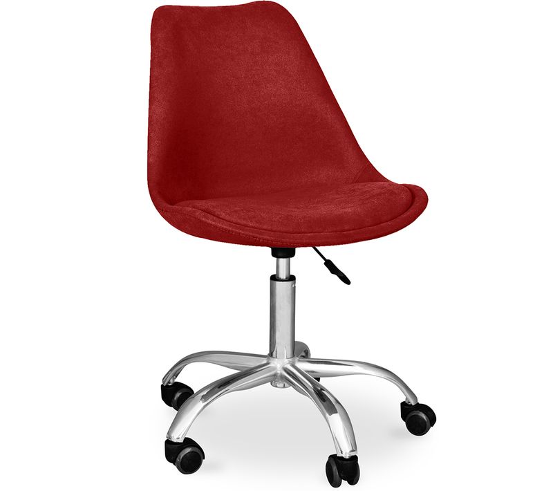 Chaise De Bureau à Roulettes Tapissée - Tulipe Rouge