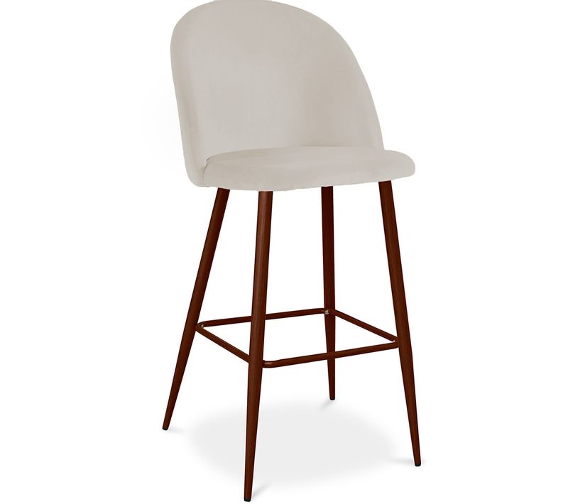 Tabouret Tapissé En Velours - Design Scandinave - Bennett Beige