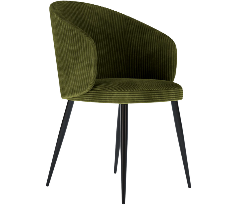 Chaise De Salle à Manger Tapissée En Velours Côtelé - Imperial Olive