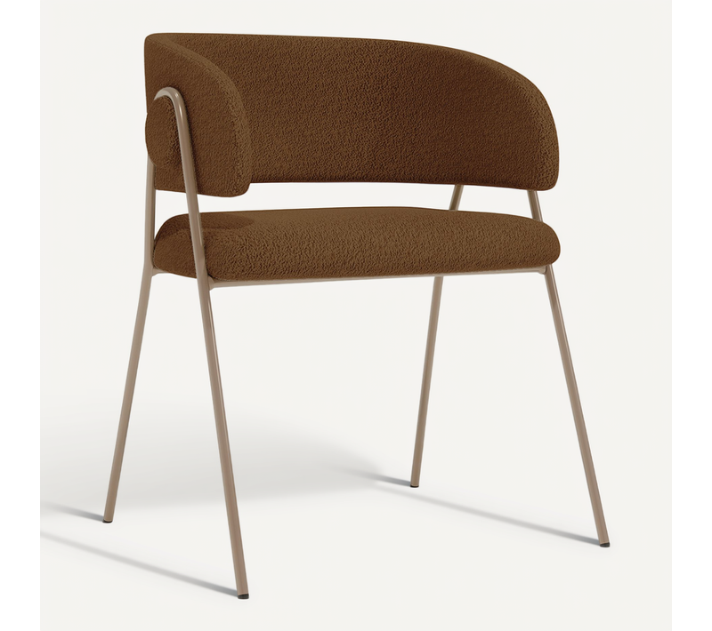 Chaise De Salle À Manger - Tapissée En Tissu Bouclé - Manar Chocolat