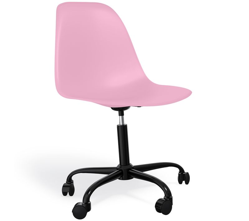 Chaise De Bureau Avec Accoudoirs - Chaise De Bureau à Roulettes - Structure Noire Brielle Rose Pâle