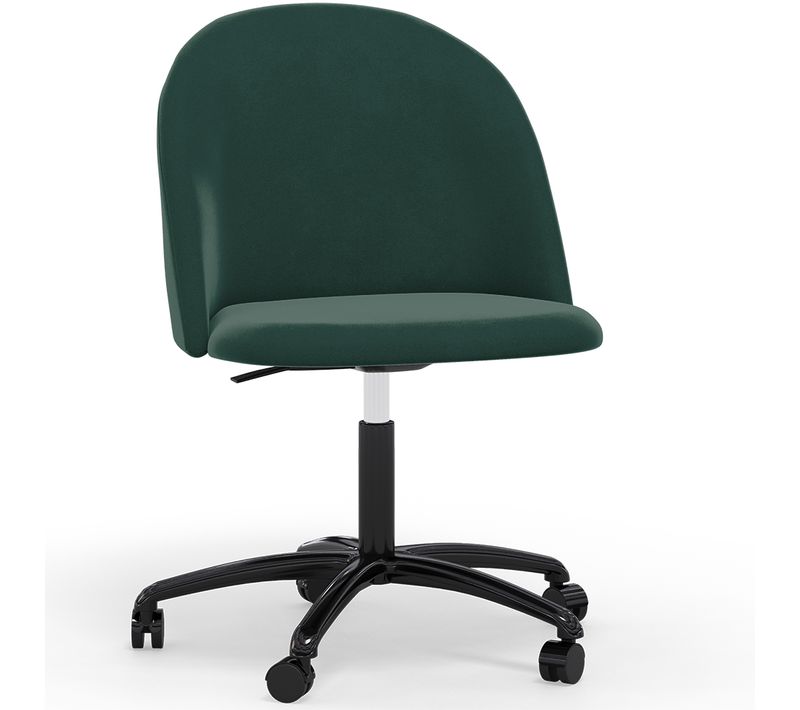 Chaise De Bureau Rembourrée - Velours - Bennett Vert Foncé