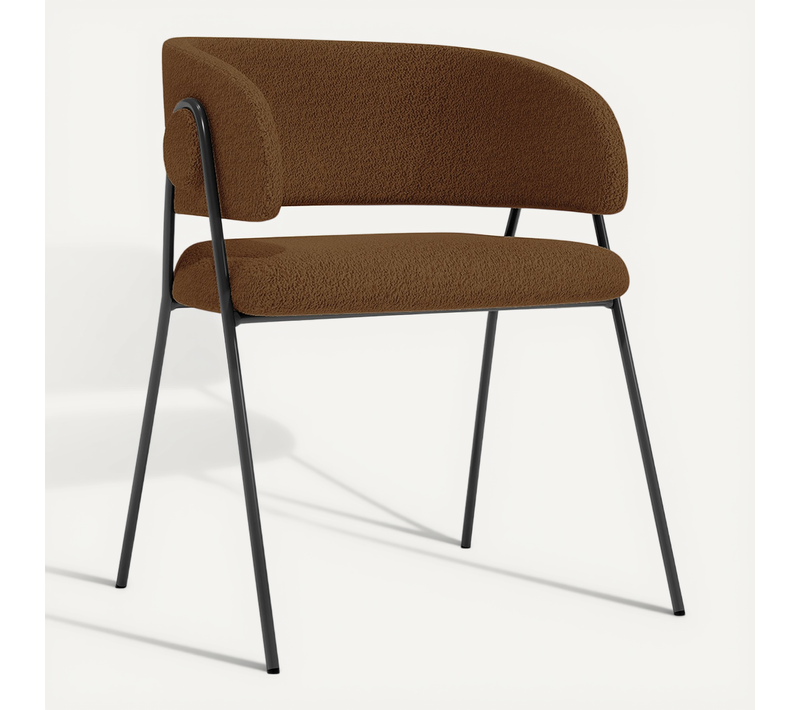 Chaise De Salle À Manger - Tapissée En Tissu Bouclé - Manar Chocolat