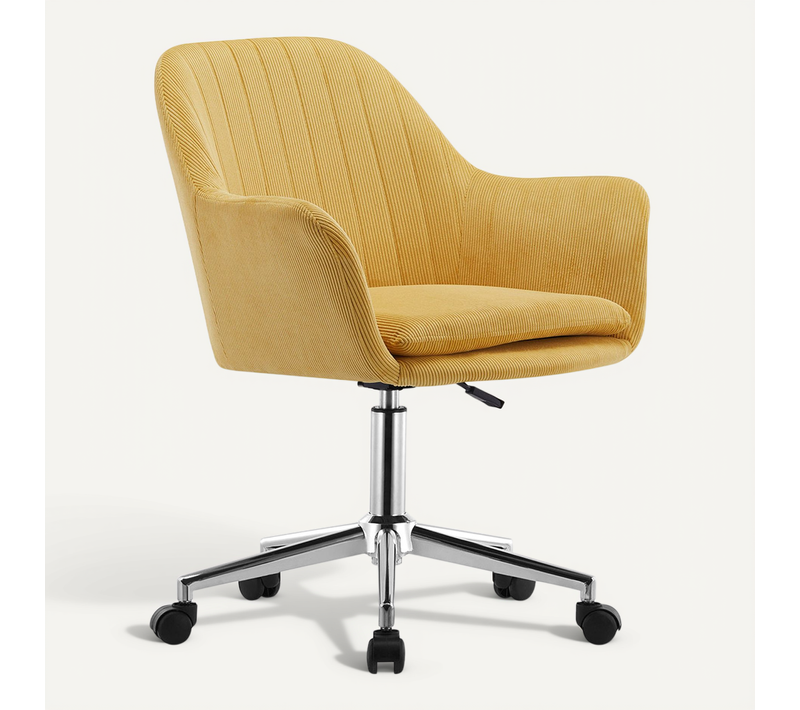 Chaise De Bureau Pivotante Avec Accoudoirs - Venia Jaune