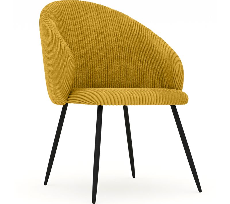 Chaise De Salle À Manger Rembourrée En Velours - Yukon Moutarde