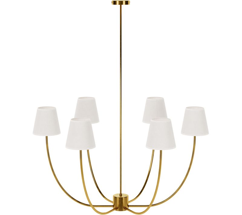Lustre De Plafond Doré Avec 6 Abat-jour - Derny Doré
