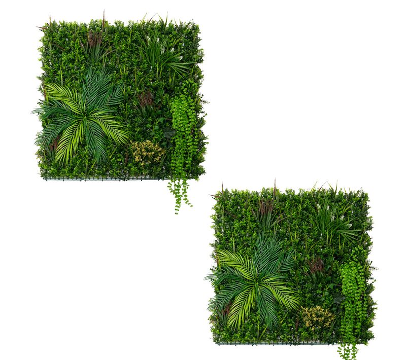 2 X Panneau Mural Végétal Artificiel 1 X 1 M Alina Feuillage Décor Jardin Maison