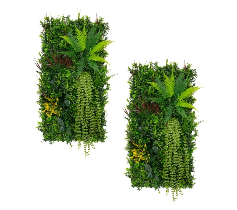 2 X Panneau Mural Végétal Artificiel 0,5 X 1 M Alina Feuillage Jardin Maison