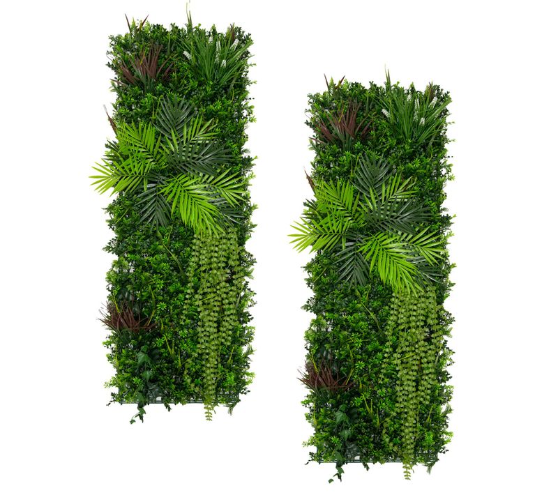 2 X Panneau Mural Végétal Artificiel 0,5 X 1,5 M Alina Feuillage Jardin Maison