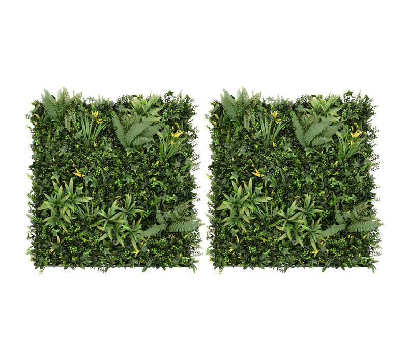 Panneau Mural Végétal Artificiel X2 Ayla 100 Cm X 100 Cm Jardin Maison