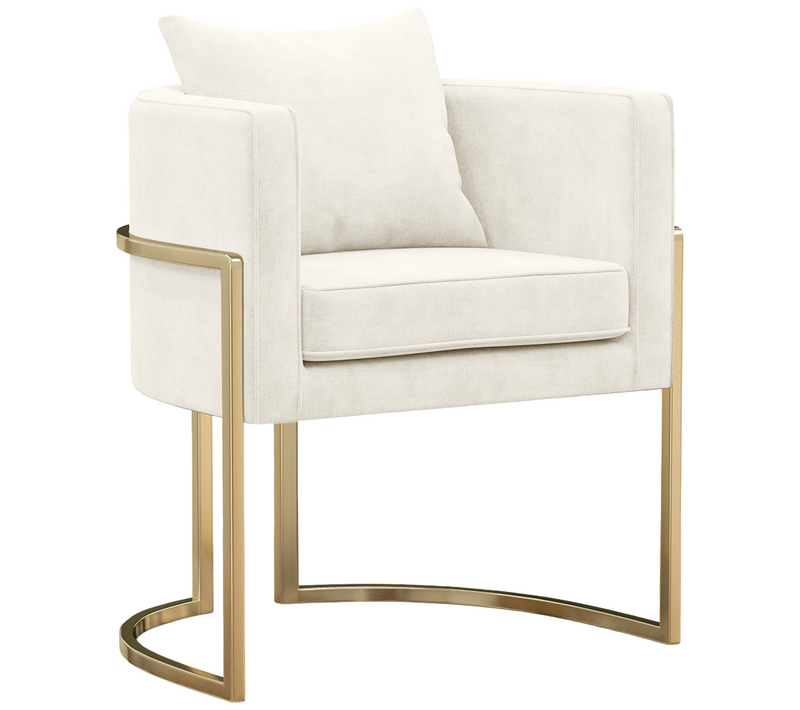 Chaise De Salle À Manger - Avec Accoudoirs - Tapissée En Velours - Vittoria Blanc