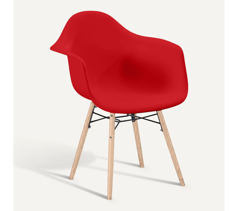 Chaise De Salle À Manger Design Scandinave - Pieds En Bois - Skandiva Rouge