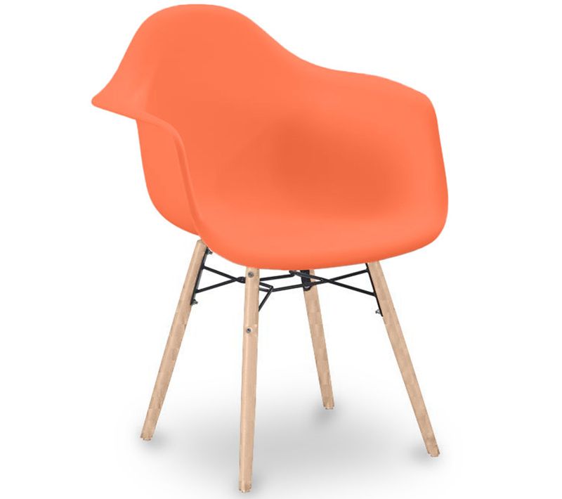 Chaise De Salle à Manger Design Scandinave - Pieds En Bois - Skandiva Orange