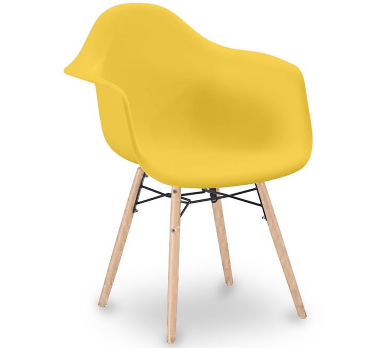 Chaise De Salle à Manger Design Scandinave - Pieds En Bois - Skandiva Jaune