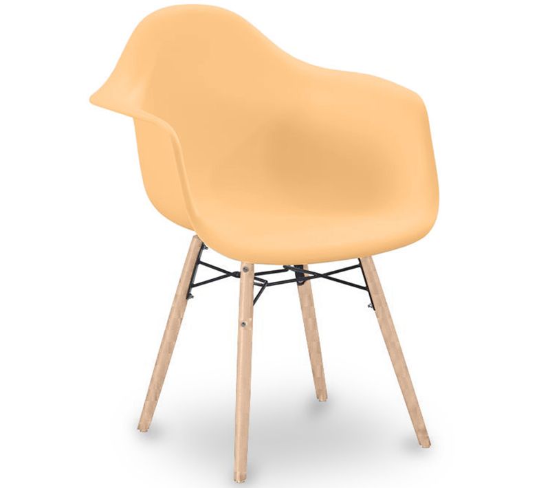 Chaise De Salle à Manger Design Scandinave - Pieds En Bois - Skandiva Orange Pâle