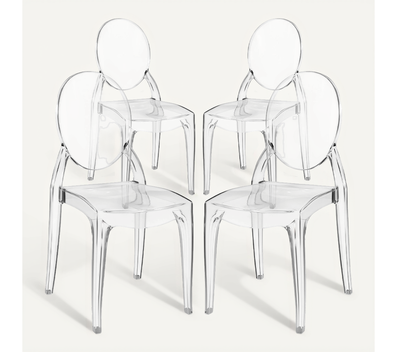 Lot De 4 Chaises De Salle à Manger Transparentes - Style Victoria Ghost Transparent