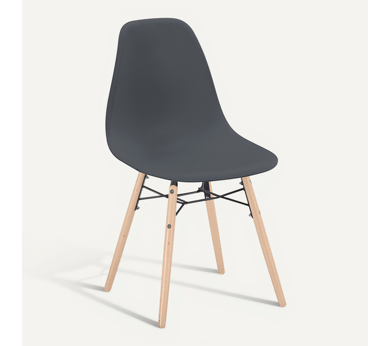 Chaise De Salle À Manger - Design Scandinave - Pieds En Bois - Lumi Gris Foncé
