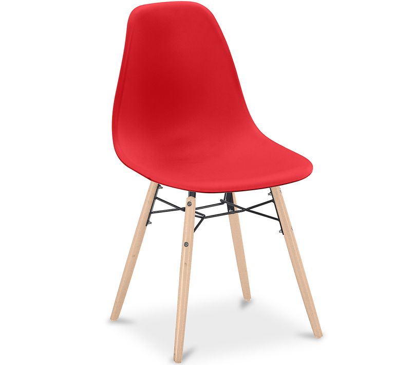Chaise De Salle à Manger - Design Scandinave - Pieds En Bois - Lumi Rouge