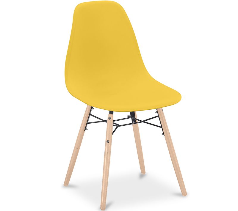 Chaise De Salle à Manger - Design Scandinave - Pieds En Bois - Lumi Jaune