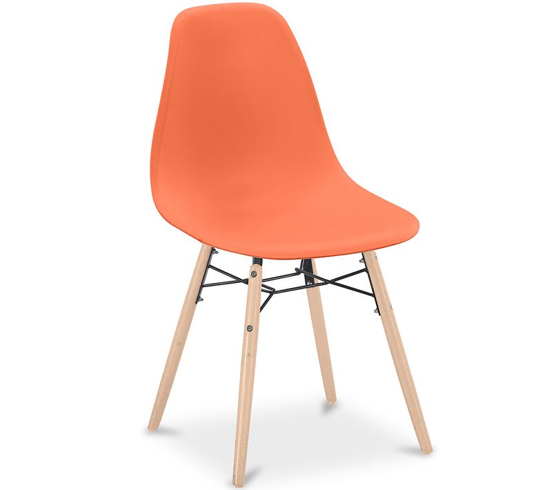 Chaise De Salle à Manger - Design Scandinave - Pieds En Bois - Lumi Orange