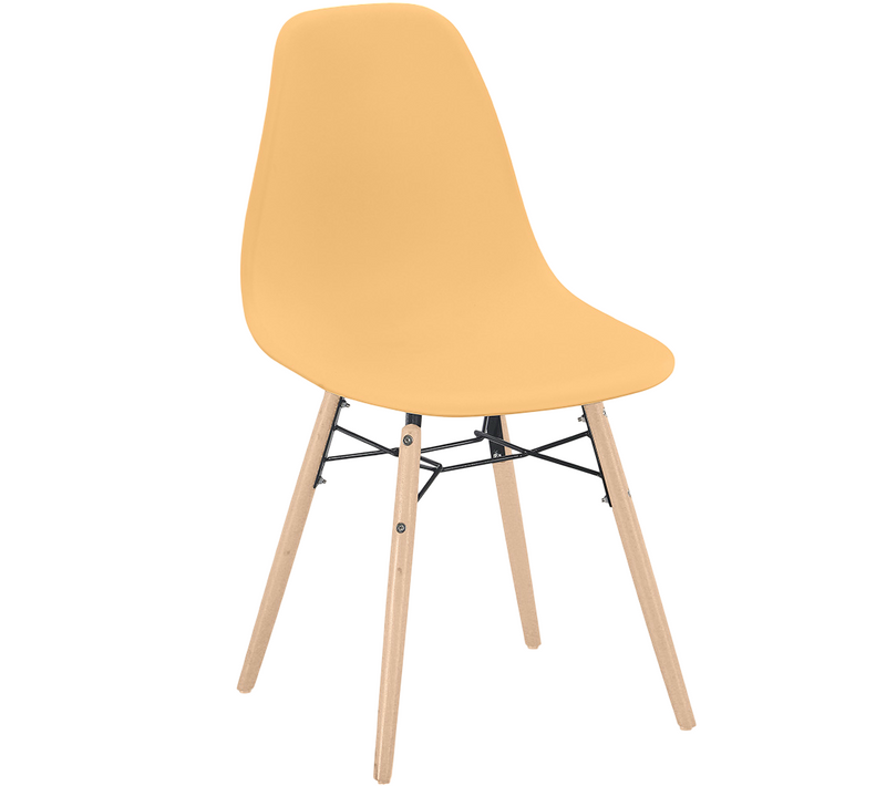 Chaise De Salle à Manger - Design Scandinave - Pieds En Bois - Lumi Orange Pâle