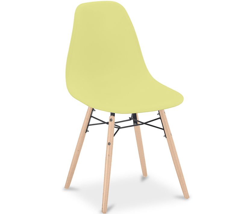 Chaise De Salle à Manger - Design Scandinave - Pieds En Bois - Lumi Jaune Pâle