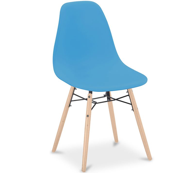 Chaise De Salle à Manger - Design Scandinave - Pieds En Bois - Lumi Bleu
