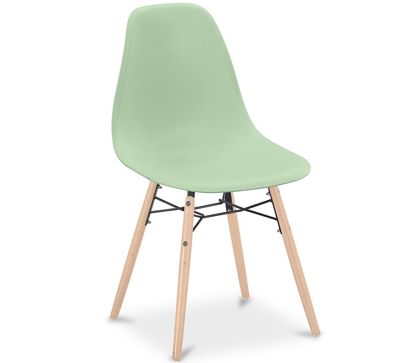 Chaise De Salle à Manger - Design Scandinave - Pieds En Bois - Lumi Vert Pastel
