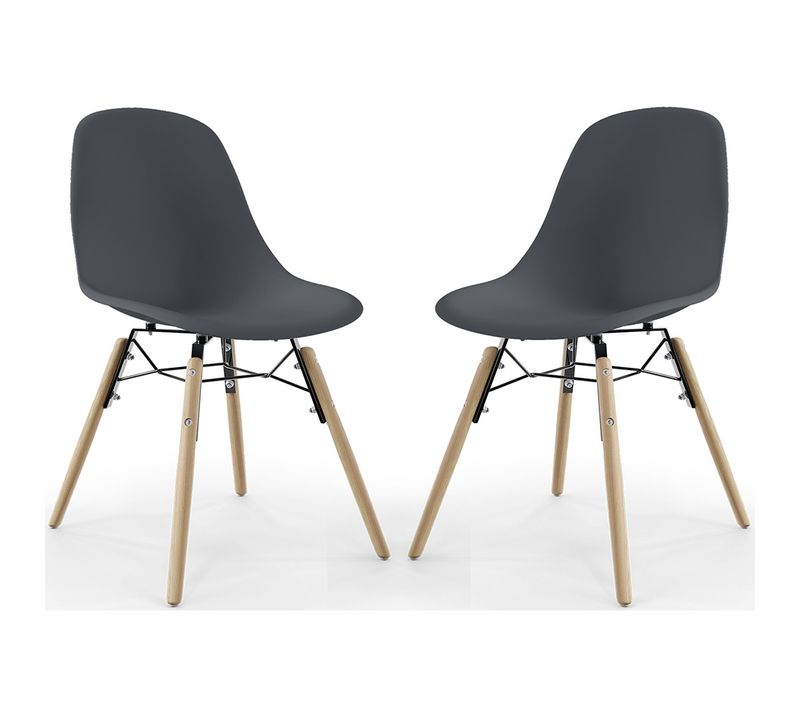 Chaise De Salle À Manger - Design Scandinave - Pieds En Bois - Lot De 2 - Lumi Gris Foncé