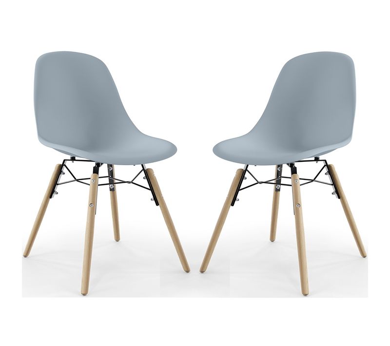 Chaise De Salle À Manger - Design Scandinave - Pieds En Bois - Lot De 2 - Lumi Gris Clair