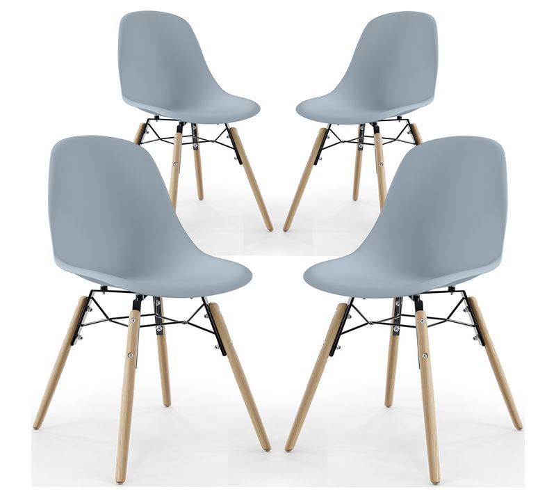 Chaise De Salle À Manger - Design Scandinave - Pieds En Bois - Lot De 4 - Lumi Gris Clair