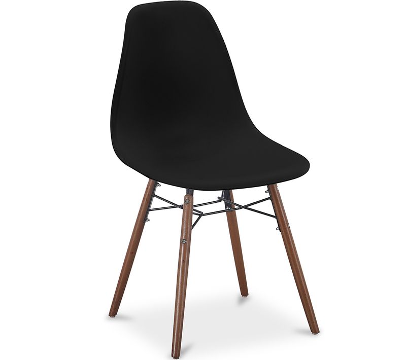 Chaises De Salle à Manger - Design Scandinave - Pieds En Bois Foncé - Lumi Noir