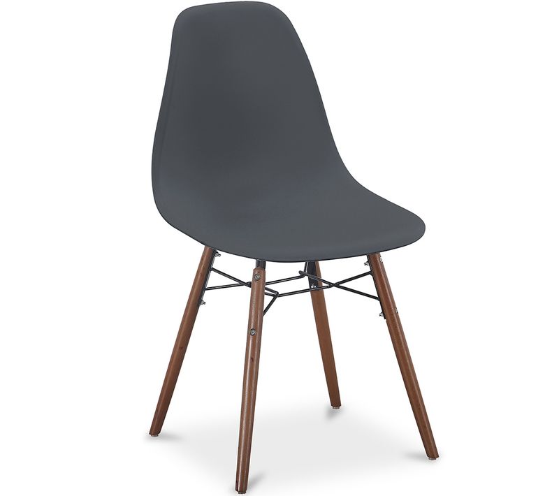 Chaises De Salle à Manger - Design Scandinave - Pieds En Bois Foncé - Lumi Gris Foncé