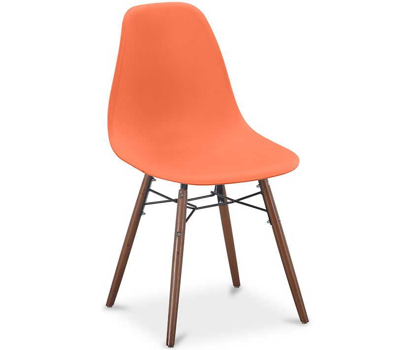Chaises De Salle à Manger - Design Scandinave - Pieds En Bois Foncé - Lumi Orange