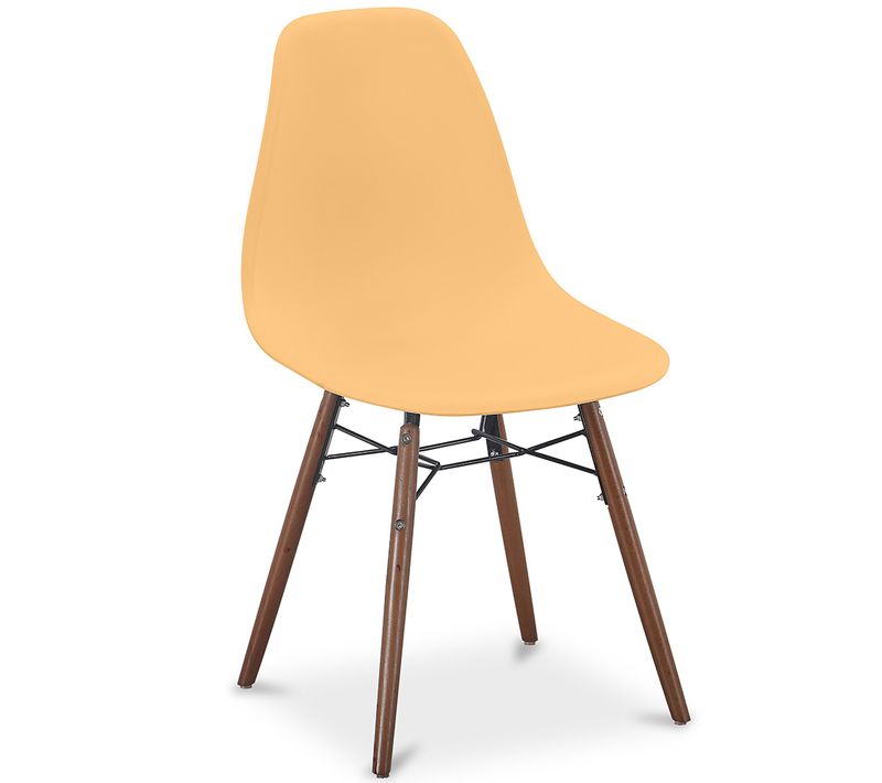 Chaises De Salle à Manger - Design Scandinave - Pieds En Bois Foncé - Lumi Orange Pâle