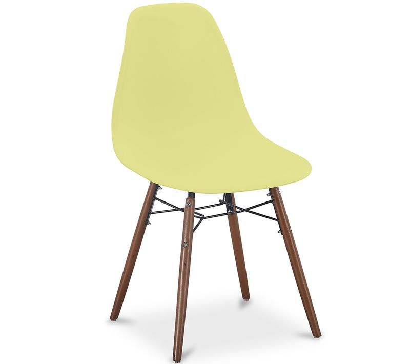 Chaises De Salle à Manger - Design Scandinave - Pieds En Bois Foncé - Lumi Jaune Pâle