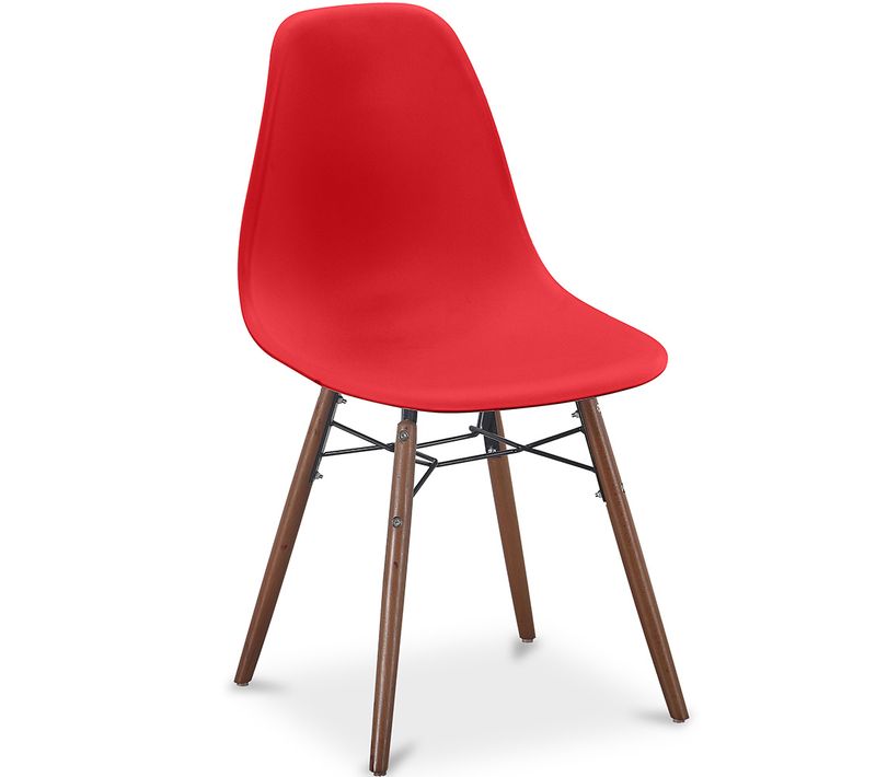 Chaises De Salle à Manger - Design Scandinave - Pieds En Bois Foncé - Lumi Rouge