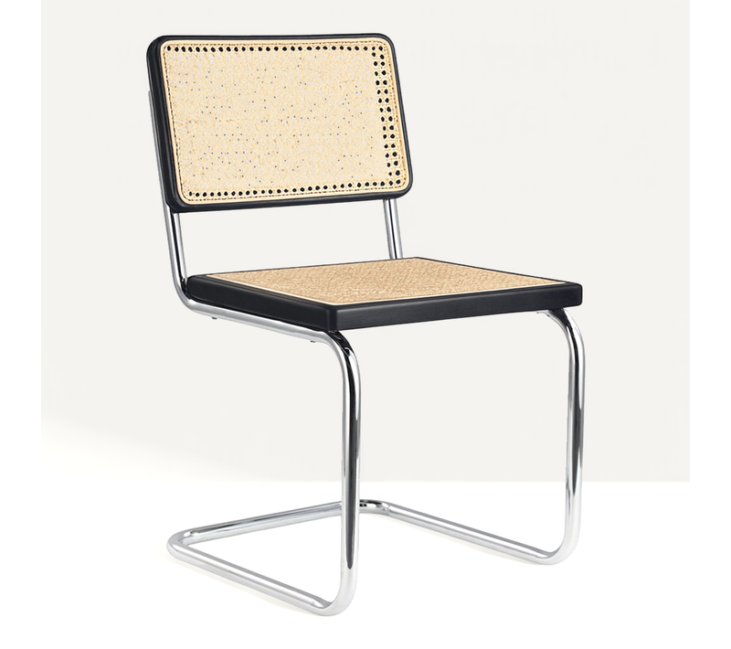 Chaise De Salle À Manger - Design Vintage - Bois Et Rotin - Nouvelle édition - Lia Noir