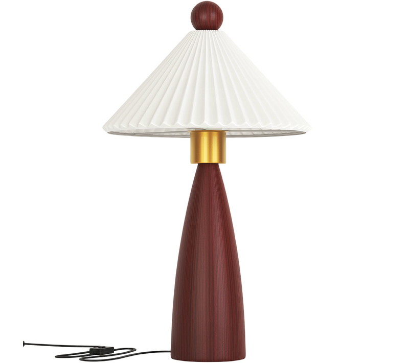 Lampe De Table Avec Base En Bois Et Abat-jour En Ciment Blanc - Lumivie Marron
