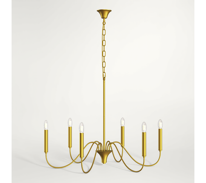 Suspension Dorée À 6 Bras – Chandelier Moderne En Métal - Aviana Doré