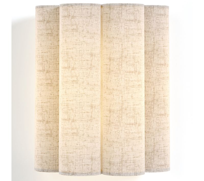 Applique Murale Avec Abat-jour En Tissu Et Structure Dorée Vieillie - Gildora Blanc