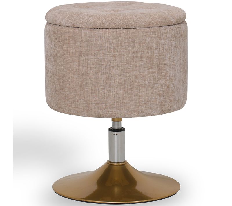 Tabouret Avec Rangement Rembourré En Chenille - Solrun Beige