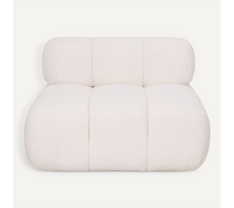 Fauteuil Rembourré En Tissu Bouclé - Compatible Avec Canapé Modulaire - Bathy Blanc