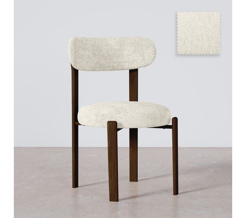 Chaise De Salle à Manger Rembourrée En Chenille – Pieds Effet Bois Foncé – Design Ergonomique Et Mod